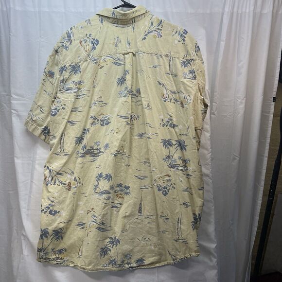 Men’s 2XLT Button Up Hawaiian Shirt Beige Nautical Sailing Print - Picture 6 of 6